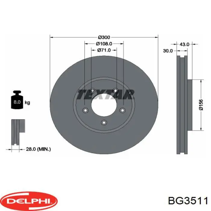 BG3511 Delphi freno de disco delantero