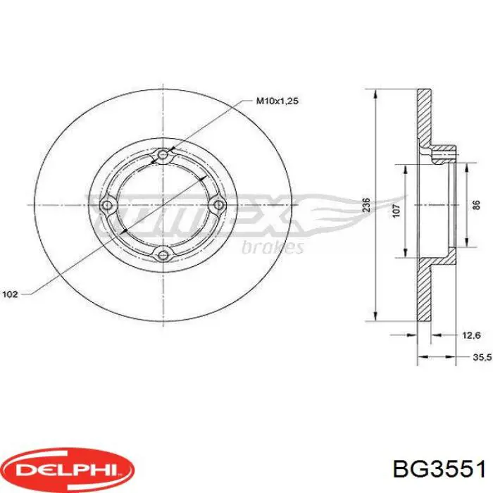 BG3551 Delphi freno de disco delantero