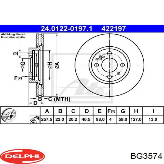 BG3574 Delphi freno de disco delantero