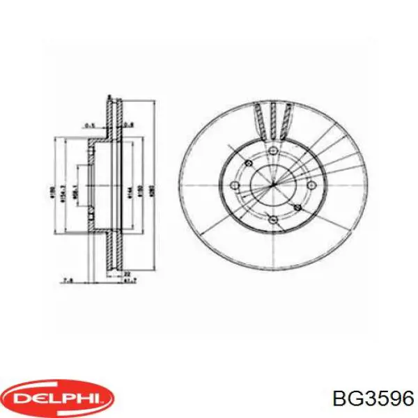 BG3596 Delphi freno de disco delantero