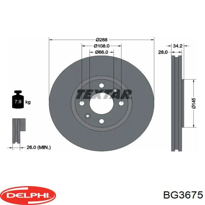 BG3675 Delphi freno de disco delantero