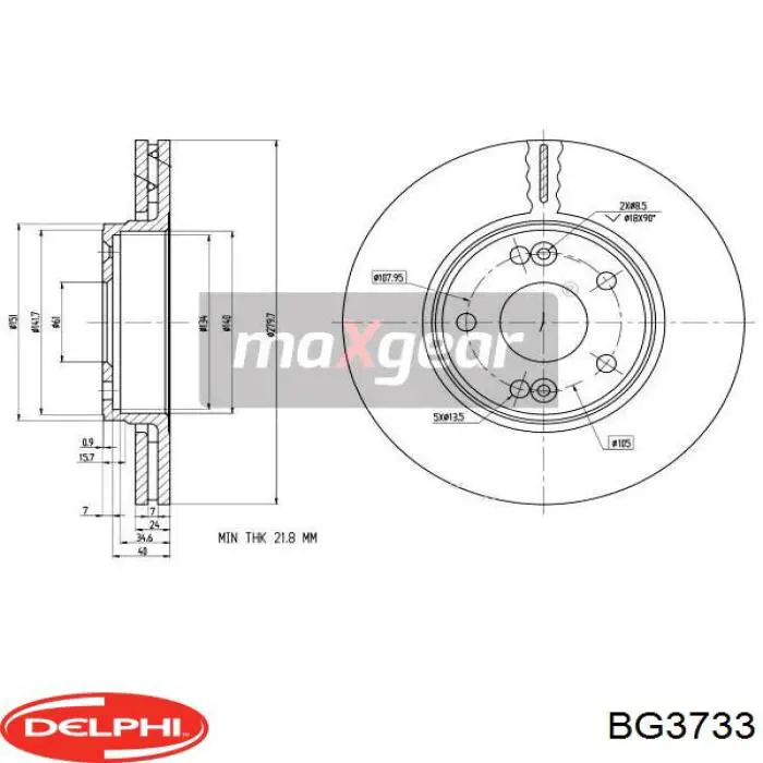 BG3733 Delphi freno de disco delantero