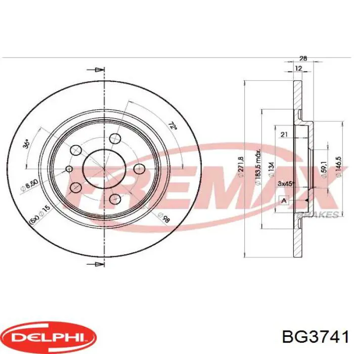 BG3741 Delphi disco de freno trasero