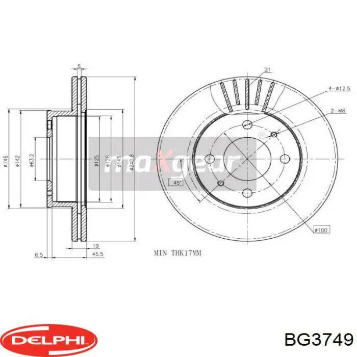 BG3749 Delphi freno de disco delantero