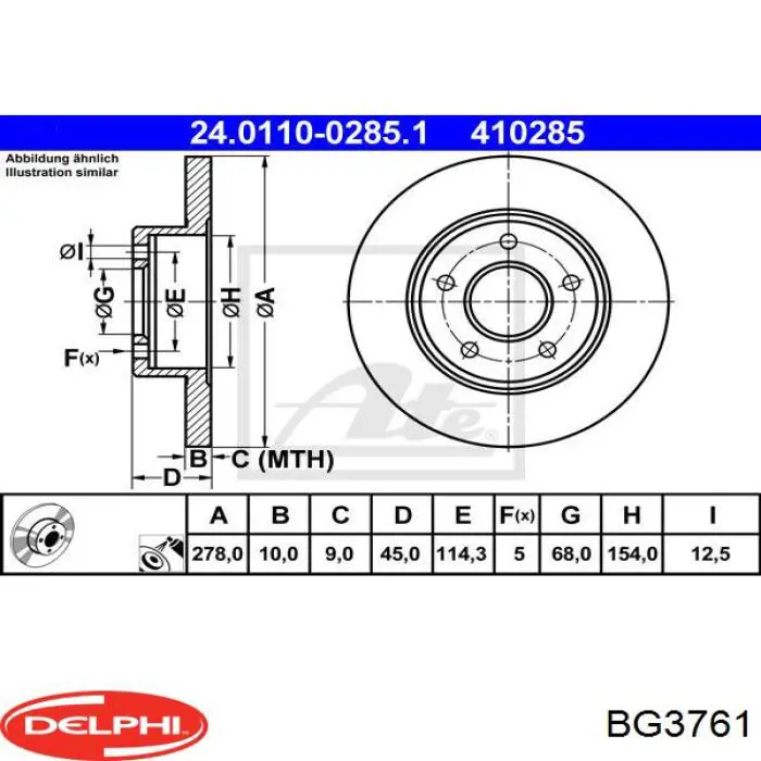 BG3761 Delphi disco de freno trasero