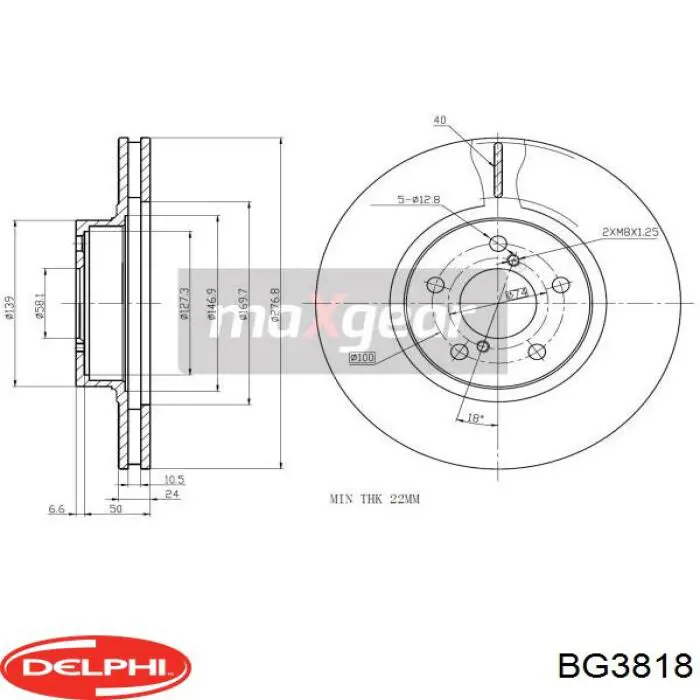 BG3818 Delphi freno de disco delantero