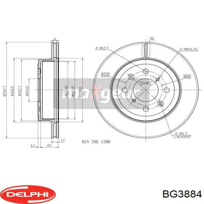 BG3884 Delphi freno de disco delantero