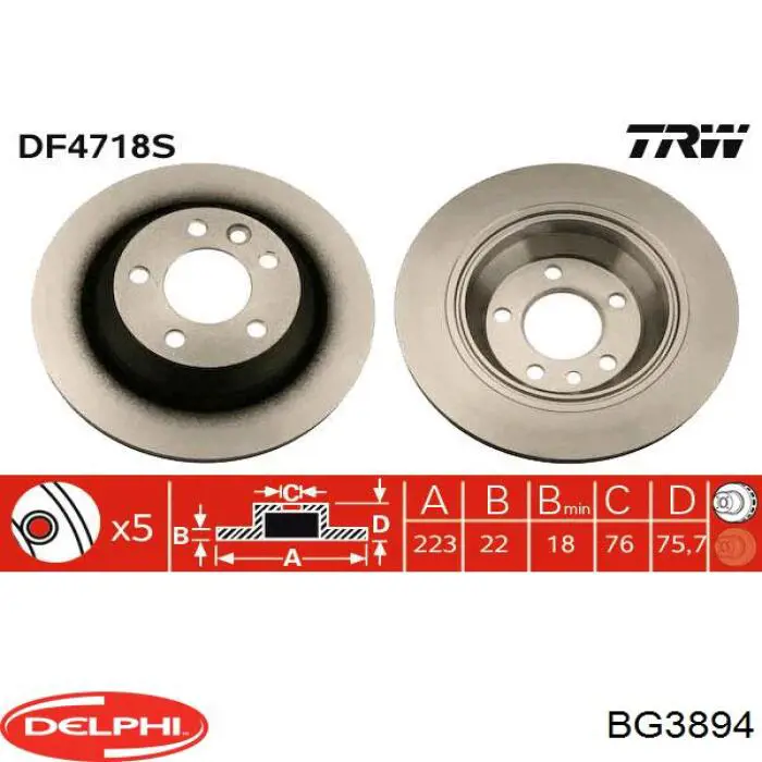 BG3894 Delphi disco de freno trasero