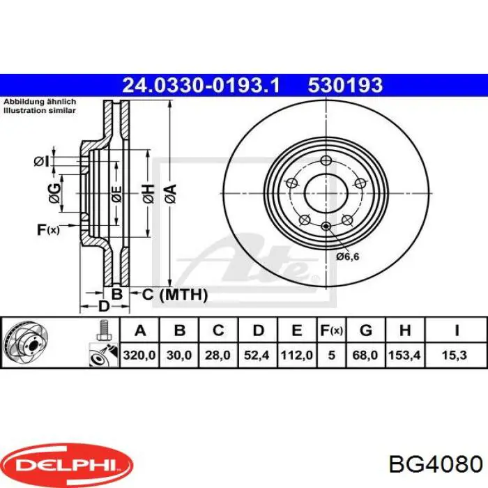 BG4080 Delphi freno de disco delantero