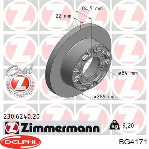 BG4171 Delphi disco de freno trasero