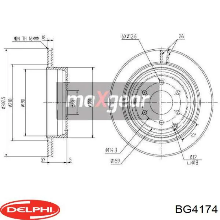 BG4174 Delphi disco de freno trasero