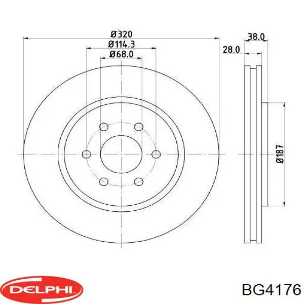 BG4176 Delphi freno de disco delantero