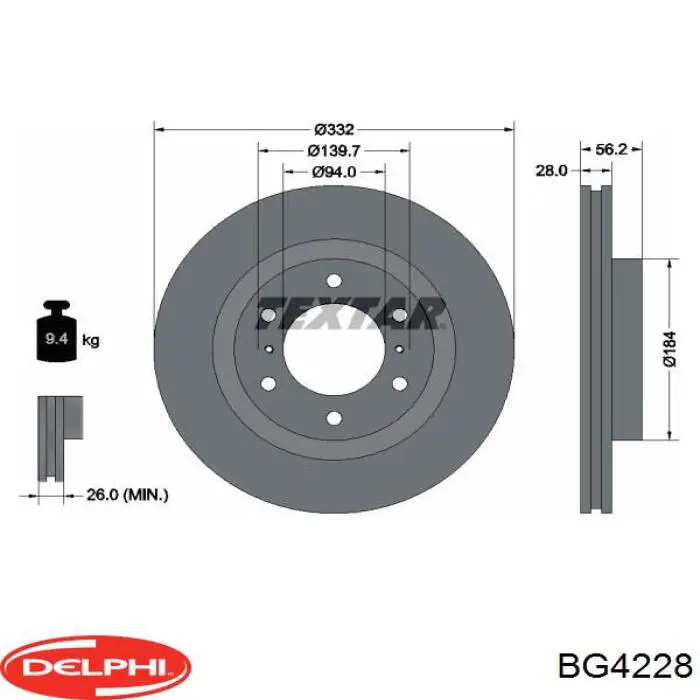 BG4228 Delphi freno de disco delantero