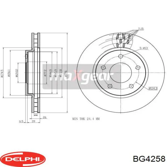 BG4258 Delphi freno de disco delantero