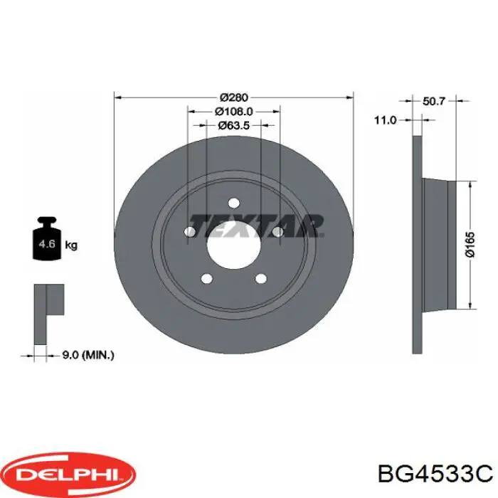 BG4533C Delphi disco de freno trasero