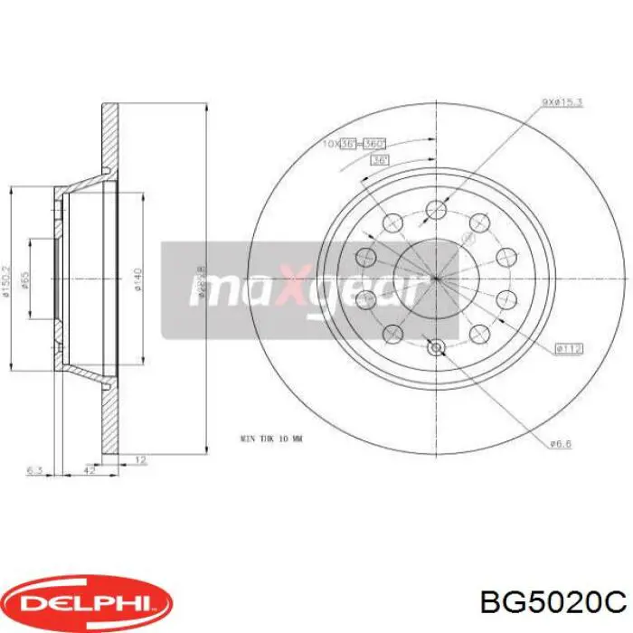 BG5020C Delphi disco de freno trasero