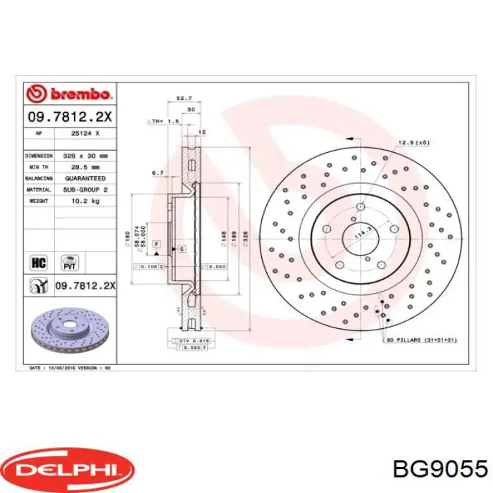 BG9055 Delphi freno de disco delantero