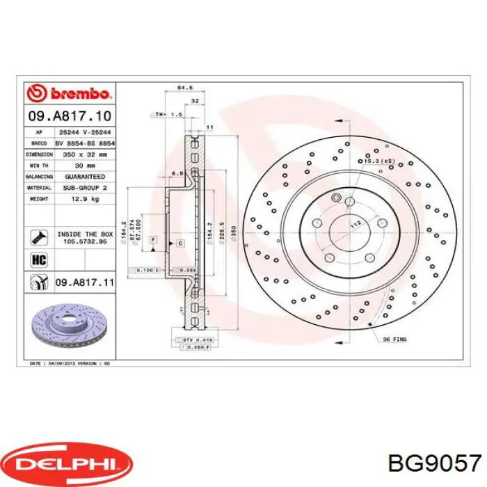 BG9057 Delphi freno de disco delantero