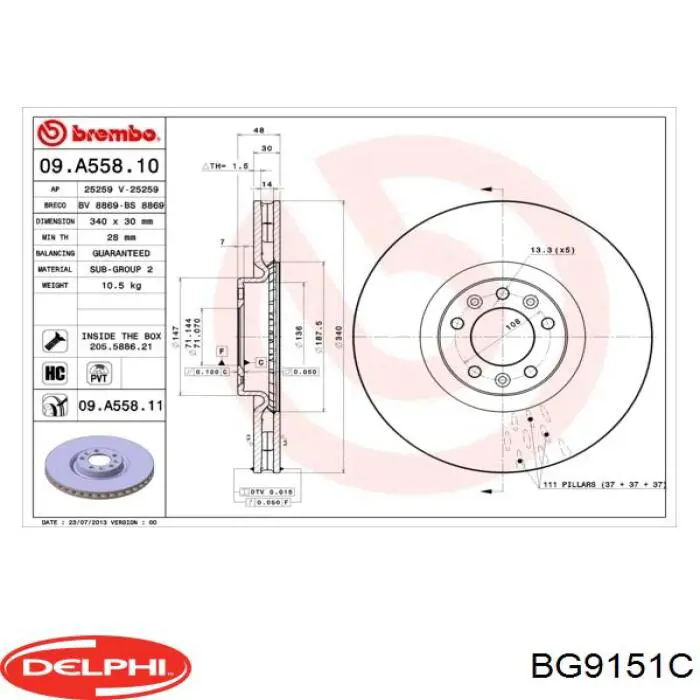 BG9151C Delphi freno de disco delantero