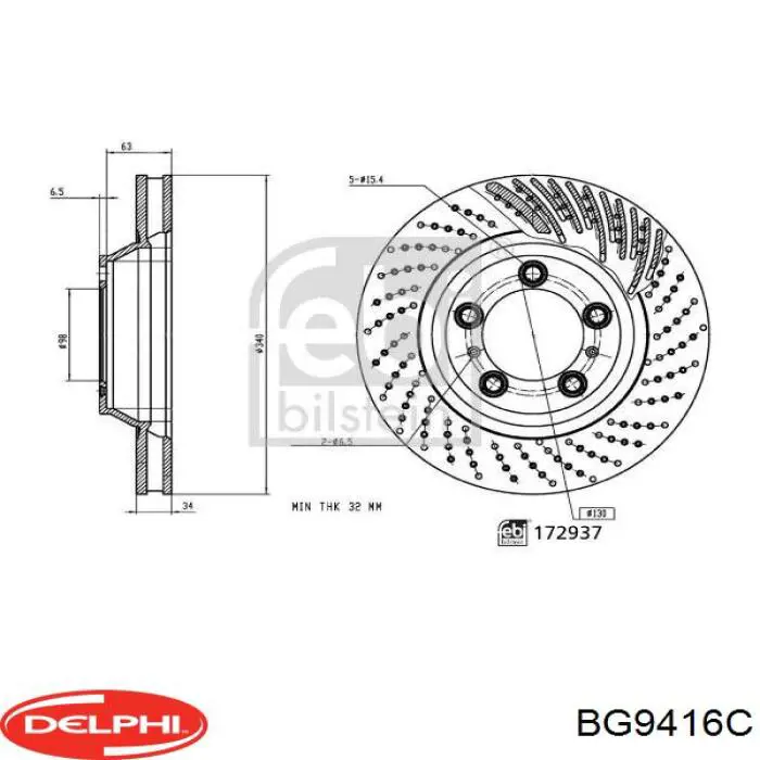 99135140402 Porsche freno de disco delantero