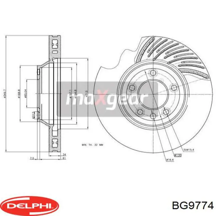 BG9774 Delphi freno de disco delantero