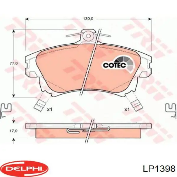 LP1398 Delphi pastillas de freno delanteras