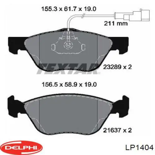 LP1404 Delphi pastillas de freno delanteras