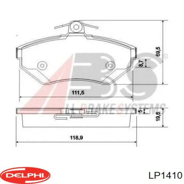 LP1410 Delphi pastillas de freno delanteras