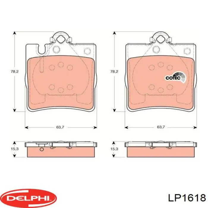 LP1618 Delphi pastillas de freno traseras