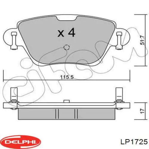 LP1725 Delphi pastillas de freno traseras