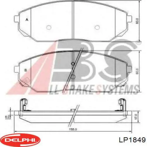 LP1849 Delphi pastillas de freno delanteras