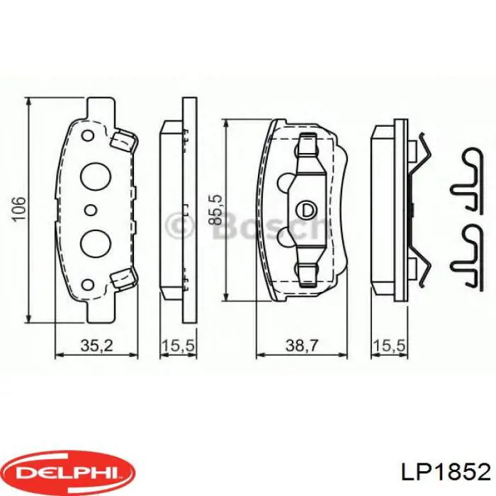 LP1852 Delphi pastillas de freno traseras