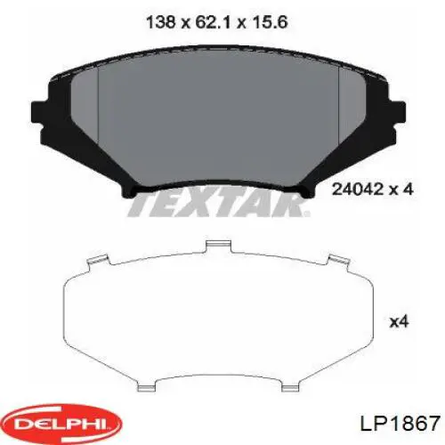 LP1867 Delphi pastillas de freno delanteras