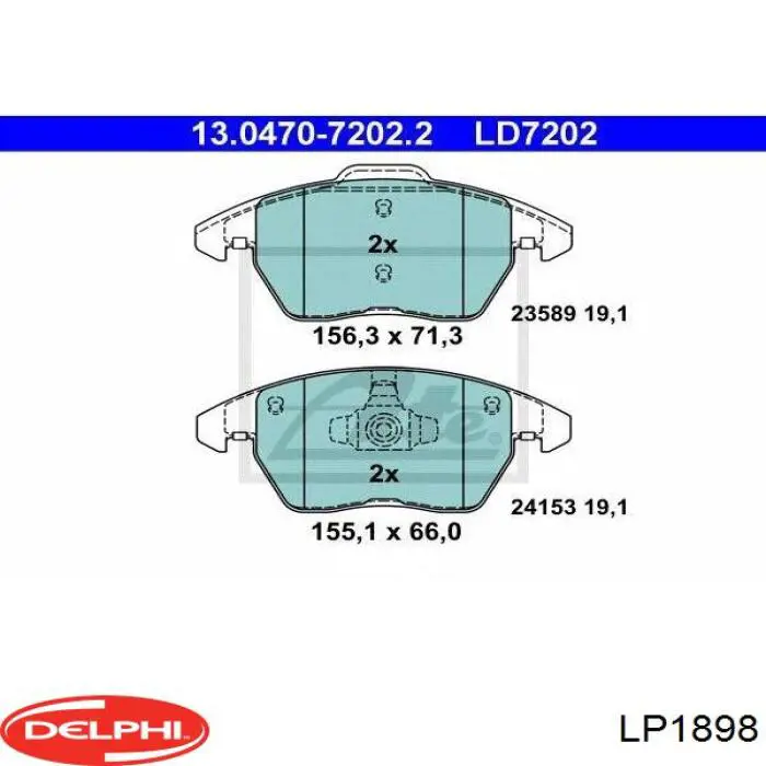 LP1898 Delphi pastillas de freno delanteras