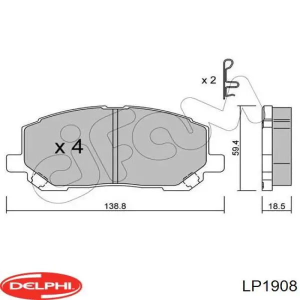 LP1908 Delphi pastillas de freno delanteras