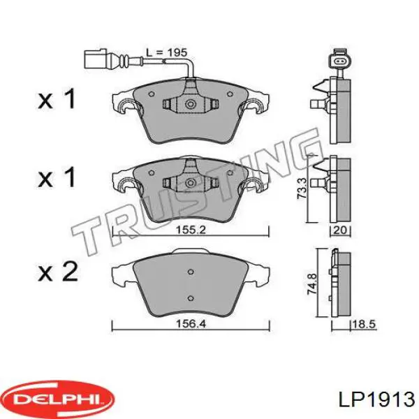 LP1913 Delphi pastillas de freno delanteras