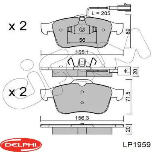 LP1959 Delphi pastillas de freno delanteras