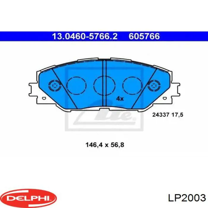 LP2003 Delphi pastillas de freno delanteras