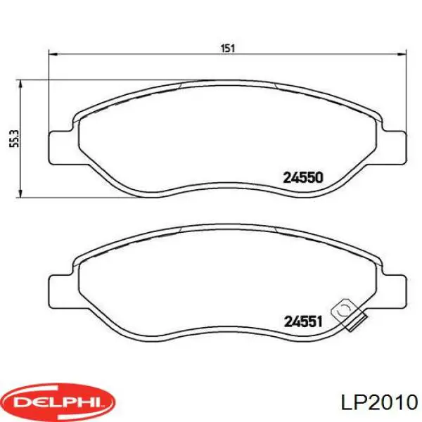 LP2010 Delphi pastillas de freno delanteras