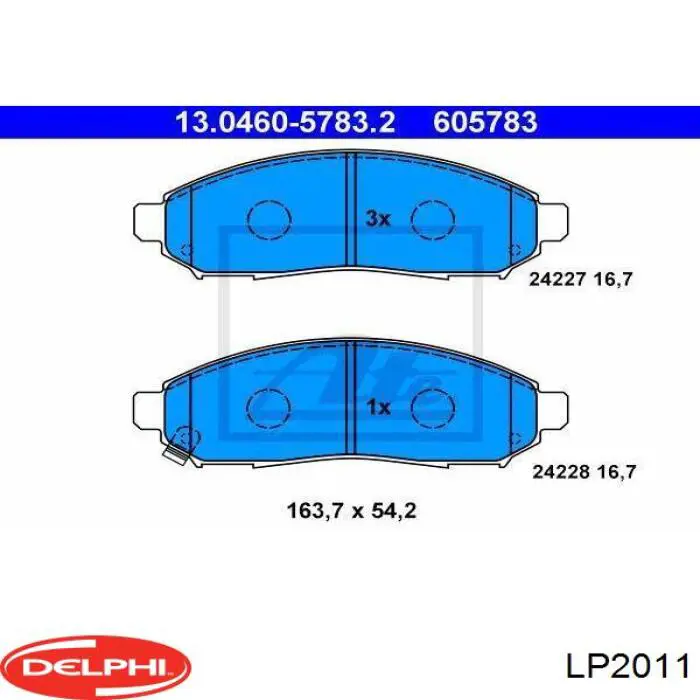 LP2011 Delphi pastillas de freno delanteras