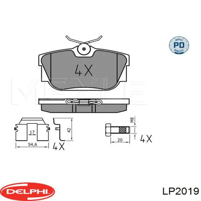 LP2019 Delphi pastillas de freno traseras