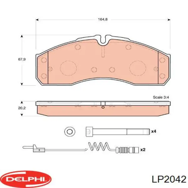 LP2042 Delphi pastillas de freno delanteras