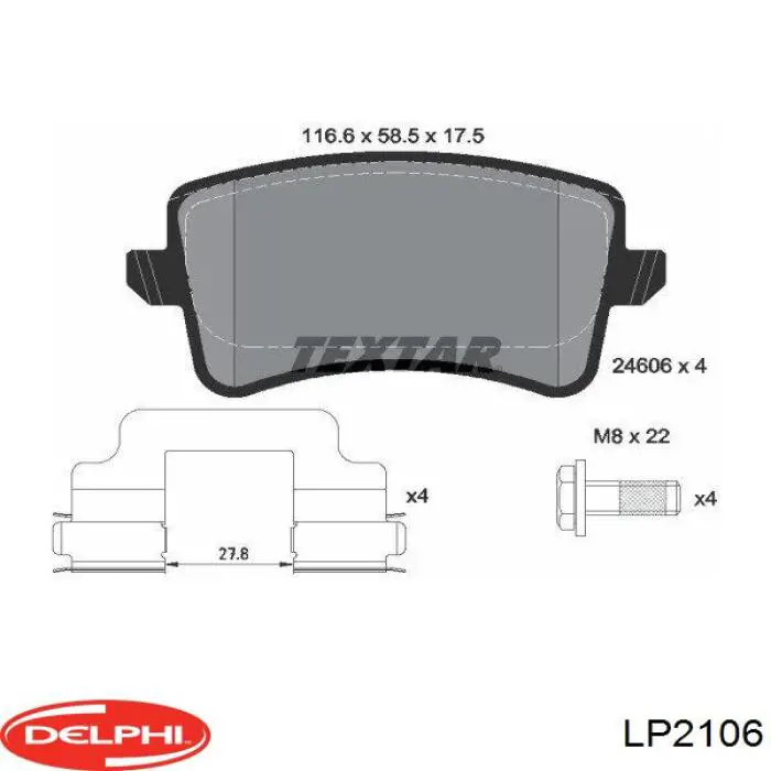 LP2106 Delphi pastillas de freno traseras