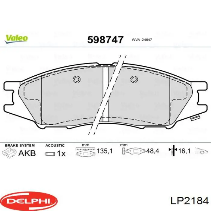 LP2184 Delphi pastillas de freno delanteras