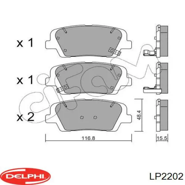 LP2202 Delphi pastillas de freno traseras