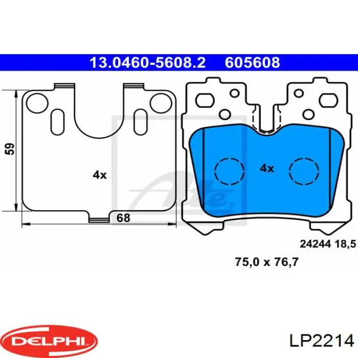 LP2214 Delphi pastillas de freno traseras