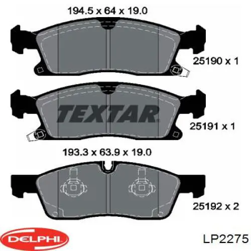 LP2275 Delphi pastillas de freno delanteras