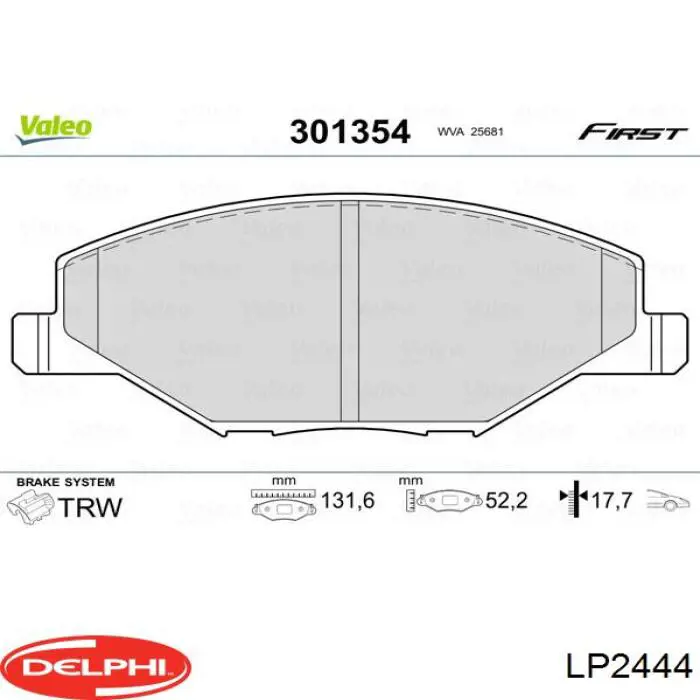 LP2444 Delphi pastillas de freno delanteras