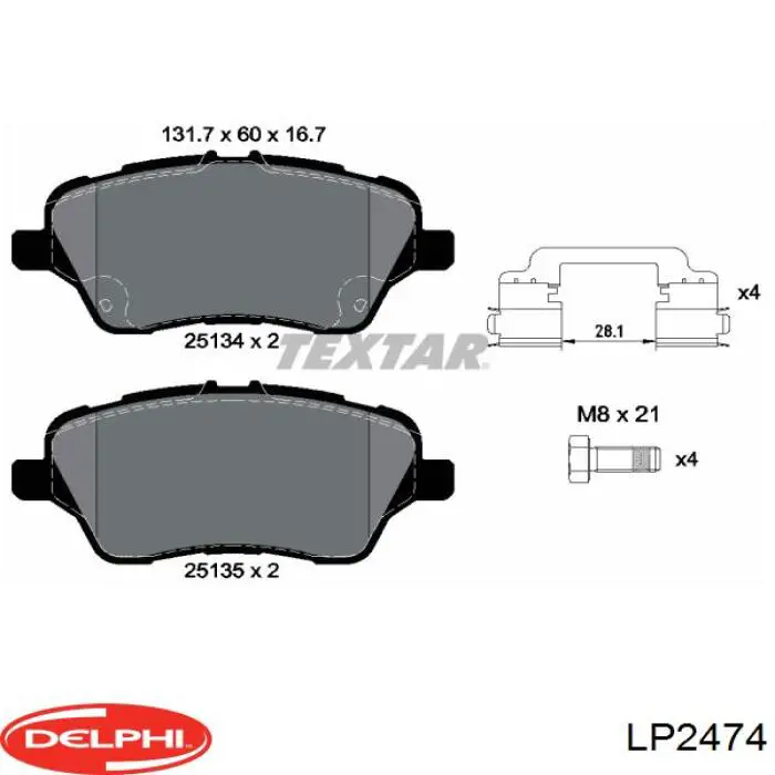 LP2474 Delphi pastillas de freno delanteras