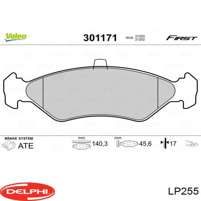 LP255 Delphi pastillas de freno delanteras